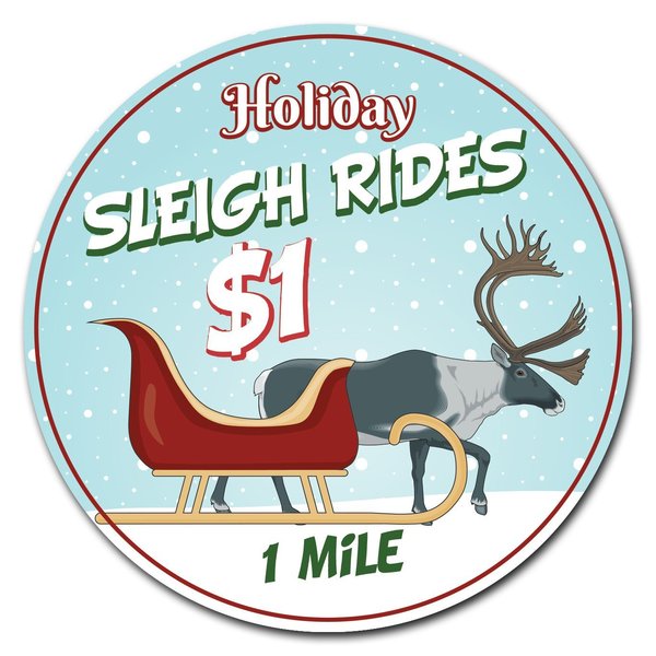 Signmission Corrugated Plastic Sign With Stakes 24in Circular-Sleigh Rides C-24-CIR-WS-Sleigh Rides